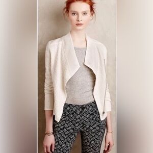 MOTH by Anthropologie Birle Textured Knit Moto Jacket- S